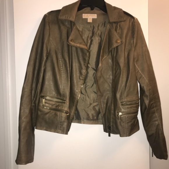 MICHAEL Michael Kors Jackets & Blazers - Michael Kors Olive leather jacket size 6 (medium)